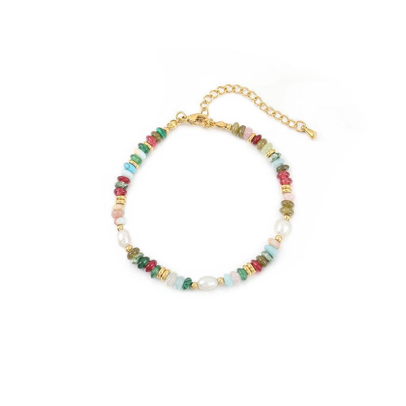 Colorful Natural Stone Pearl Beaded Necklace For Women, Trendy Light Luxury Niche Design, Dopamine-Inspired Versatile High-End Summer Style - Image 1